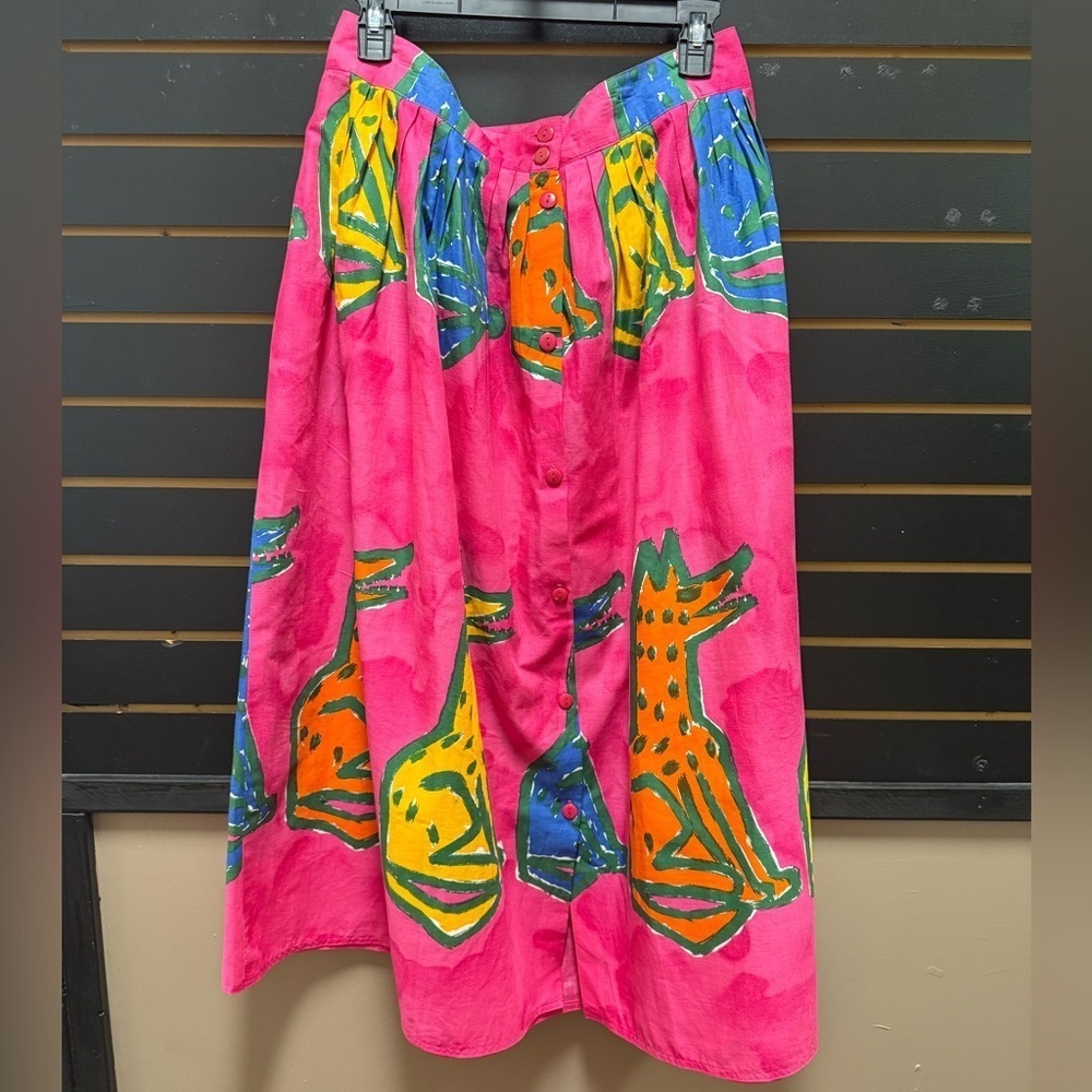 Vibrant Pink Animal Print Skirt Size 16 | Retro 80s Style